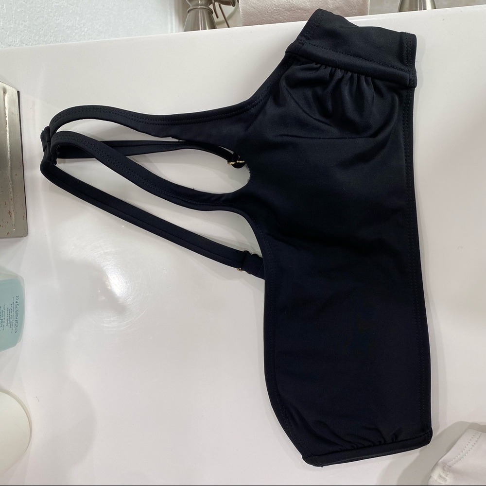 Black one shoulder bikini top